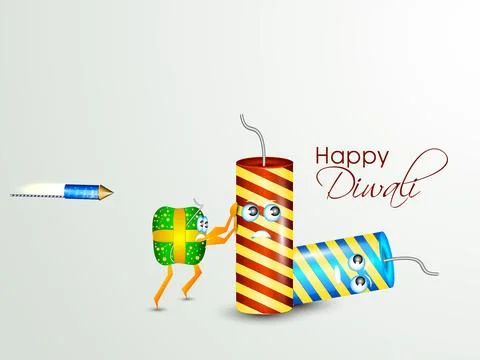 Diwali celebration with exploding crackers. Illustrazione stock