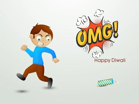 Diwali celebration with exploding crackers. Illustrazione stock