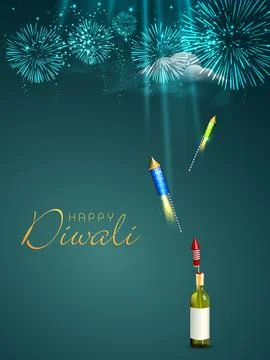 Diwali celebration with exploding firecrackers. Illustrazione stock