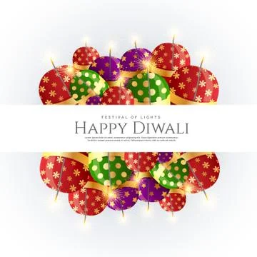 Diwali crackers bombs vector background design Stock Illustration