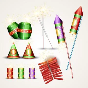 Diwali crackers set Stock Illustration