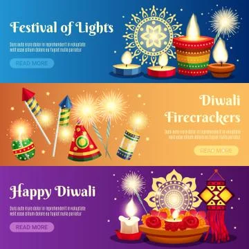 Diwali Horizontal Banners Stock Illustration