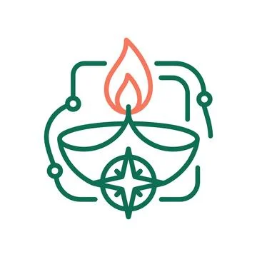 Diwali lamp with circuit board elements and compass for technological innovation Stock Illustration