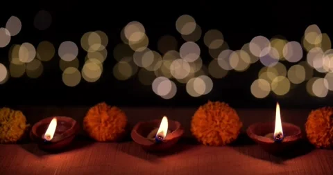 Diwali: The lighting of diyas forms a part of celebrations and rituals of the Stock-Footage 336269214