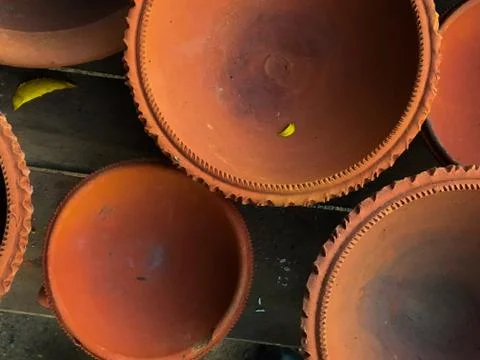 Diwali lighting pot of soil Stock Photos