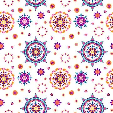 Diwali Mandala Seamless Pattern Stockillustratie