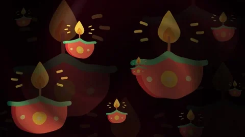 Diwali Oil Lamp Background Loop Stock Footage 309504449