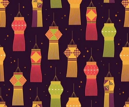 Diwali paper lanterns pattern Stock Illustration
