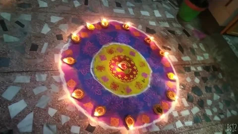 Diwali Rangoli decoration Stock Footage