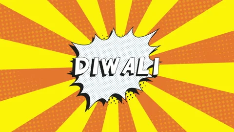 'DIWALI' in retro comics speech bubble on orange background Stock Footage 143792214