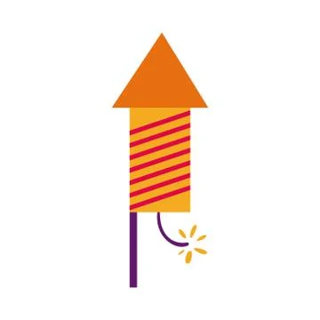 Diwali rocket firework with lines flat style icon Stock Illustration