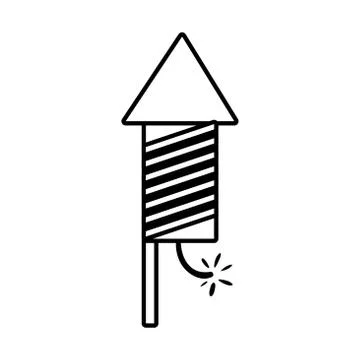 Diwali rocket firework with lines line style icon Stock Illustration