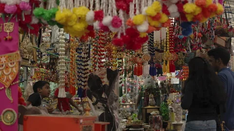 Diwali Shopping at the bazaar Stock Footage 254188174
