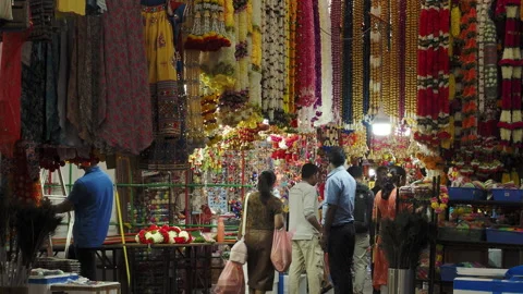 Diwali Shopping at the bazaar Stock Footage 254190341