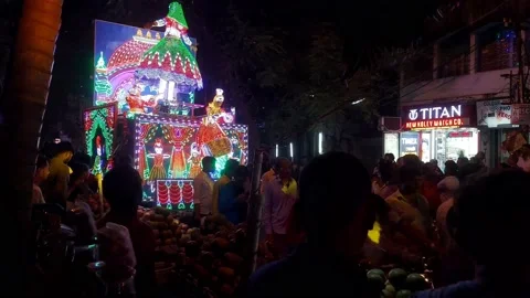 Diwaly  procession with  light work  at night. Stock Footage 219957285