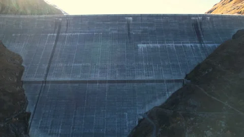 Dixence huge wall drone climbing - Aerial 4K Stock Footage 220895147
