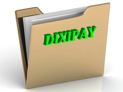 DIXIPAY- bright color letters on a gold folder on a white background Illustration
