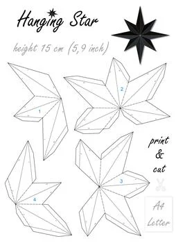 DIY 3D Paper Eight-pointed Hanging Star. Print Cut and Glue. Christmas toy Stock Illustration