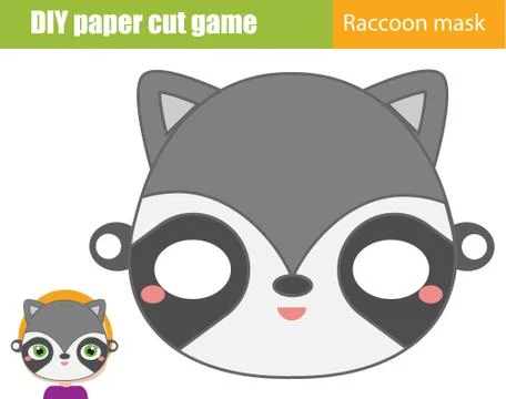 DIY children educational creative game. Make an animal party mask with scisso Stock Illustration