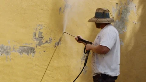 DIY clip of Powerwashing a wall to begin your new passion project Video stock 89874859
