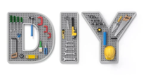 DIY concept with pegboard and tools - 3D animation seamlessly loopable 動画素材 296006944