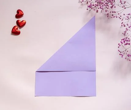 DIY concept. Step 2. Step-by-step photo instructions. A postcard with a flowe Stock Photos