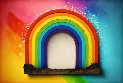 DIY creative art with a bright border and a rainbow textured background Stock Illustration