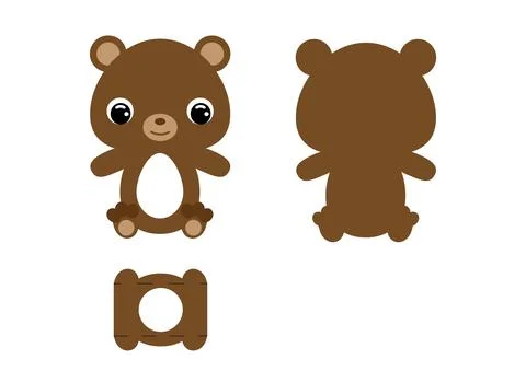 DIY cute bear chocolate egg holder template. Retail paper box for the easter  스톡 일러스트