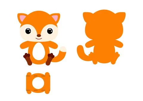 DIY cute fox chocolate egg holder template. Retail paper box for the easter e Stock Illustration