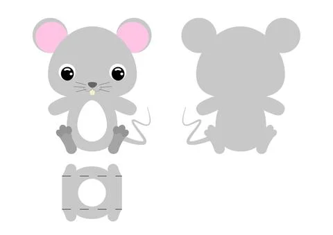DIY cute mouse chocolate egg holder template. Retail paper box for the easter Stock Illustration