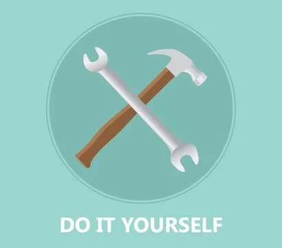 Diy do it yourself icon with screwdriver and hammer vector Stock Illustration