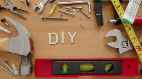 DIY Do It Yourself in Wooden Letters Stop Motion Animated Stock Footage 102128687
