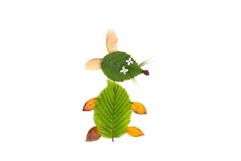 DIY dry leaf clip-art for kids, tutorial Stock Photos