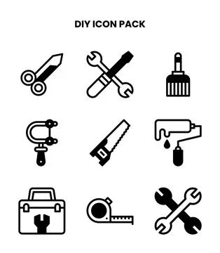 Diy DuoTone Bundle Icons Pack Stock Illustration