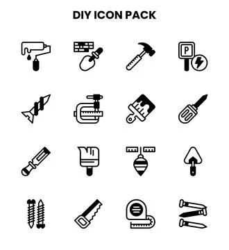 Diy DuoTone Bundle Icons Pack Stock Illustration