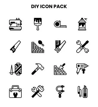 Diy DuoTone Icons Pack Stock Illustration