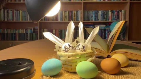 Diy easter bunny rabbits made from white egg Stock Footage 173444054