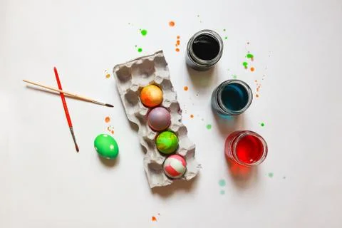 Diy easter eggs creation Stock Photos