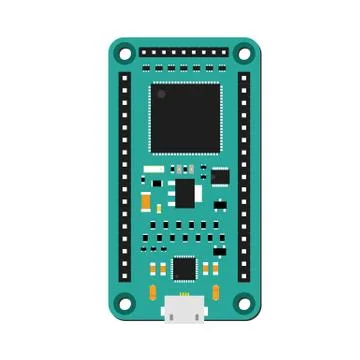 DIY electronic green mini high end board with a microcontroller Stock Illustration