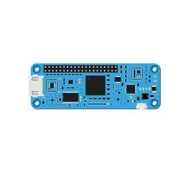 DIY electronic mini blue high end board with a microcontroller Stock Illustration