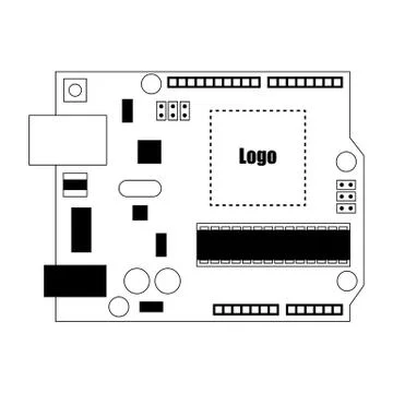 DIY electronic uno board with a microcontroller. Illustrazione stock