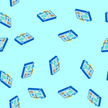Diy electronics tech enthusiast isometric icon seamless pattern Stockillustratie