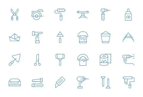Diy Essential Vector Set including 24 Detail Enhanced Thin Line 128x128 Icons Illustrazione stock