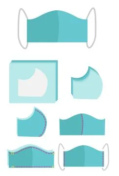 Diy face mask pattern for making a mask with your own hands Stock Illustration
