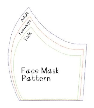 Diy face mask pattern for making a mask with your own hands Stock Illustration