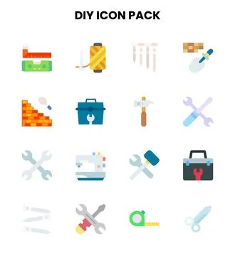 Diy Flat Bundle Icons Pack Stock Illustration