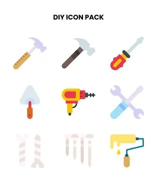 Diy Flat Design Icons Pack Stock Illustration
