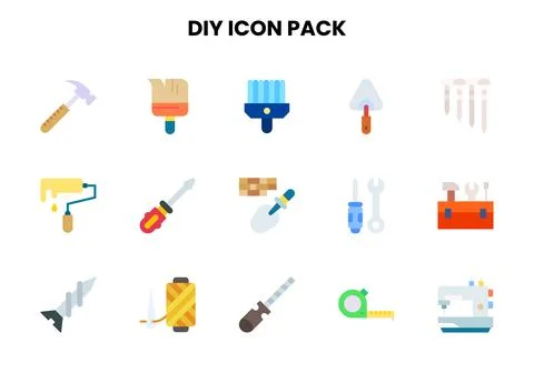 Diy Flat UI Icons Pack Stock Illustration