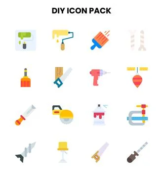 Diy Flat UI Icons Pack Stock Illustration