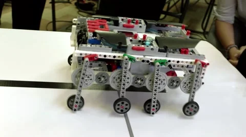 DIY hand-made robot moon walker runs Stock Footage 58506489